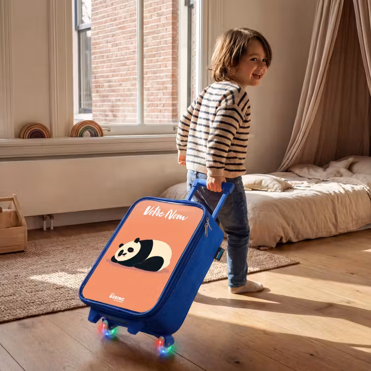 Valise enfant avec nom - Bleu - Panda - Dormant - Orange — 2