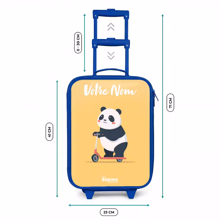 Valise enfant avec nom - Bleu - Panda - Marchepied - Jaune — 6