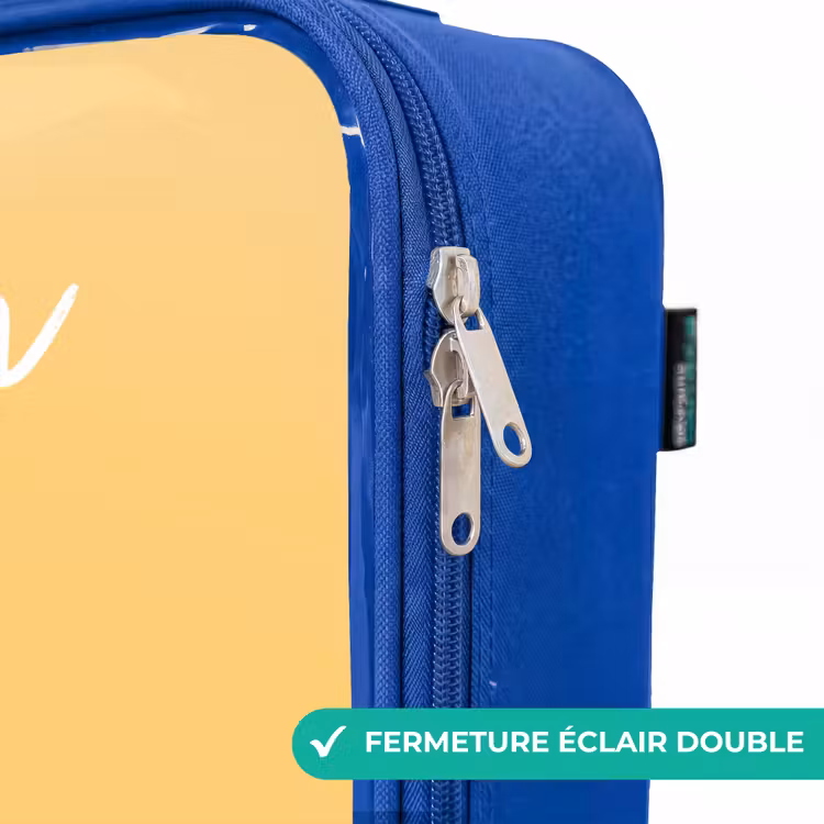 Valise enfant avec nom - Bleu - Panda - Marchepied - Jaune — 7