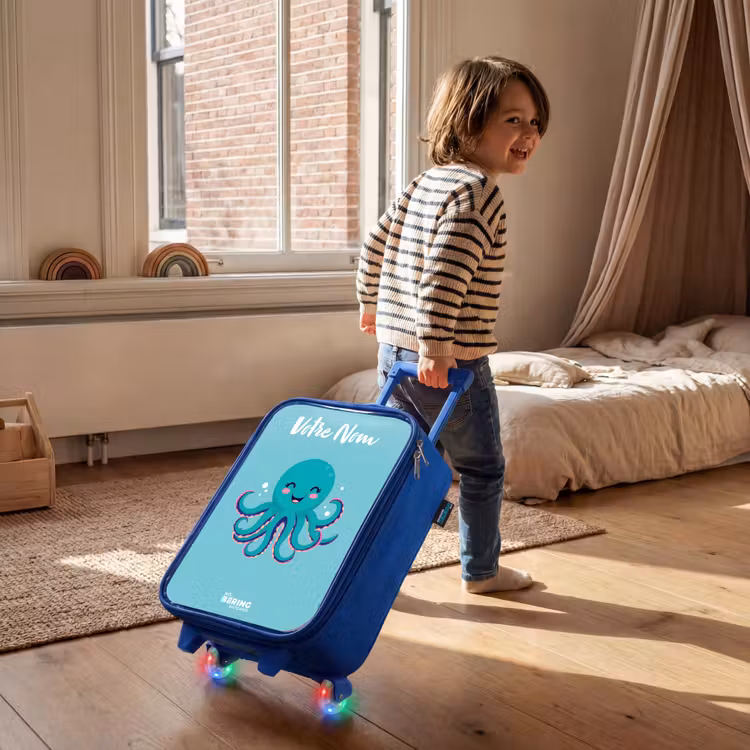 Valise enfant avec nom - Bleu - Pieuvre - Eau - Bleu — 2