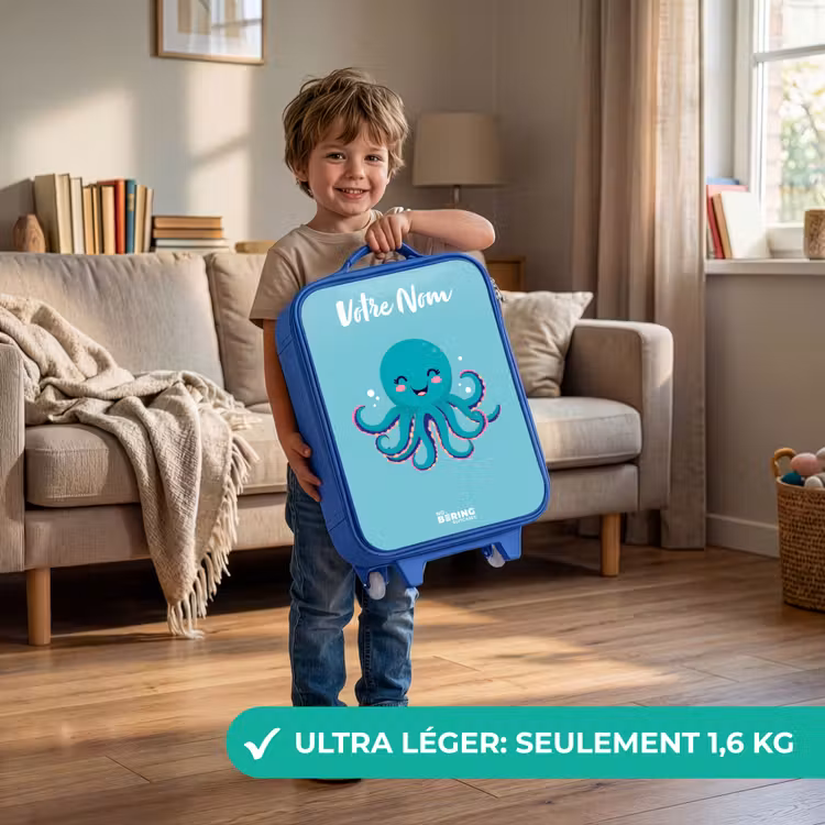 Valise enfant avec nom - Bleu - Pieuvre - Eau - Bleu — 3