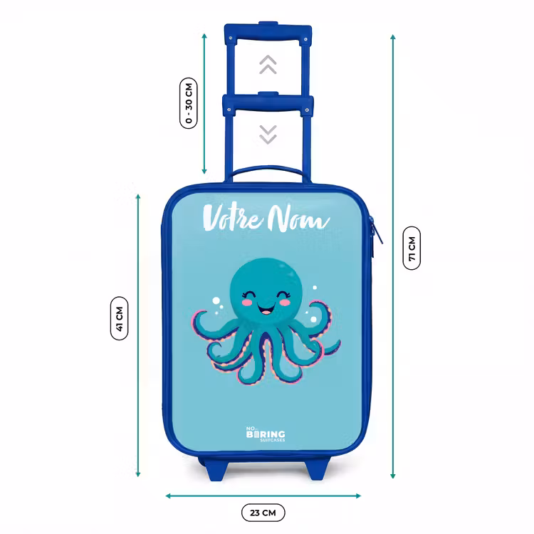 Valise enfant avec nom - Bleu - Pieuvre - Eau - Bleu — 6