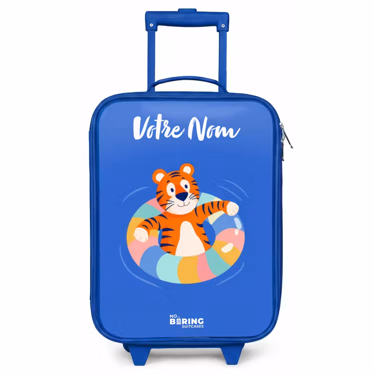 Valise enfant avec nom - Bleu - Tigre - Bandeau de natation - Eau — 1