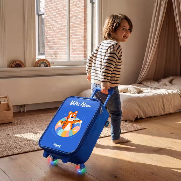Valise enfant avec nom - Bleu - Tigre - Bandeau de natation - Eau — 2