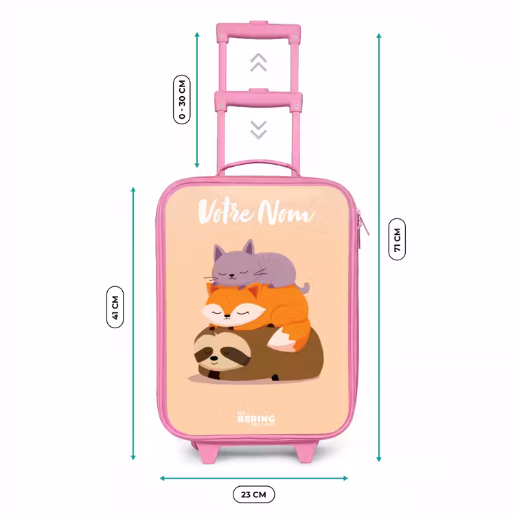 Valise enfant avec nom - Rose - Animaux - Dormir - Ensemble — 6