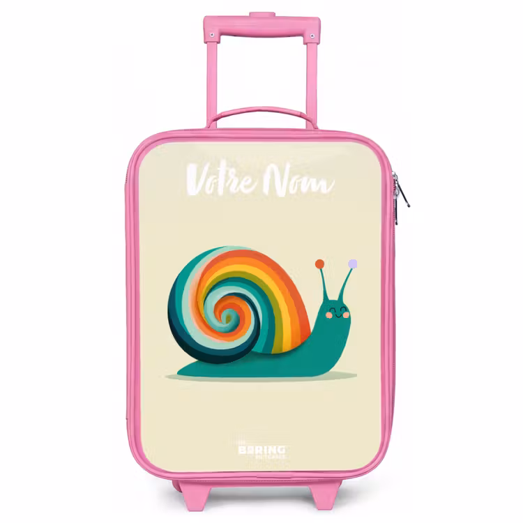 Valise enfant avec nom - Rose - Escargot - Arc-en-ciel - Coloré — 1
