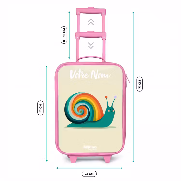 Valise enfant avec nom - Rose - Escargot - Arc-en-ciel - Coloré — 6