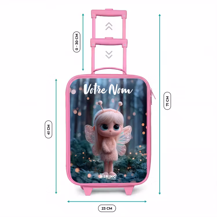 Valise enfant avec nom - Rose - Fée - Forêt - Paillettes — 6