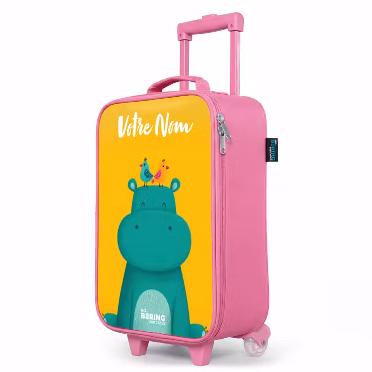 Valise enfant avec nom - Rose - Hippo - Oiseaux - Jaune — 8