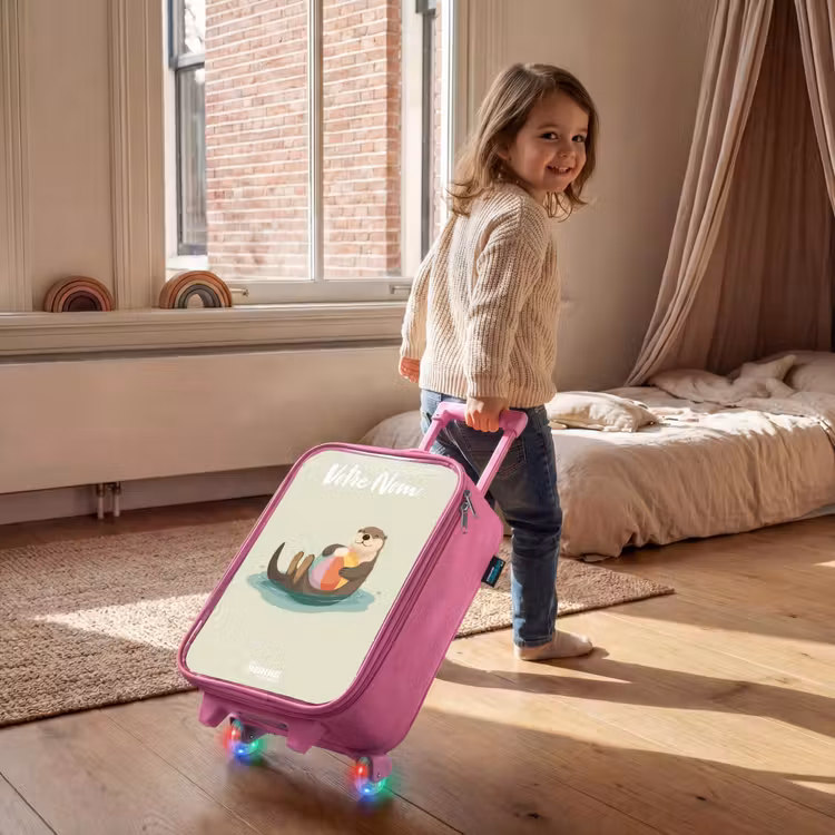 Valise enfant avec nom - Rose - Loutre - Ballon de plage - Eau — 2