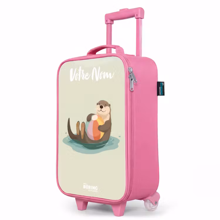 Valise enfant avec nom - Rose - Loutre - Ballon de plage - Eau — 8
