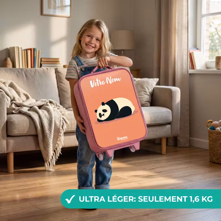 Valise enfant avec nom - Rose - Panda - Dormant - Orange — 3
