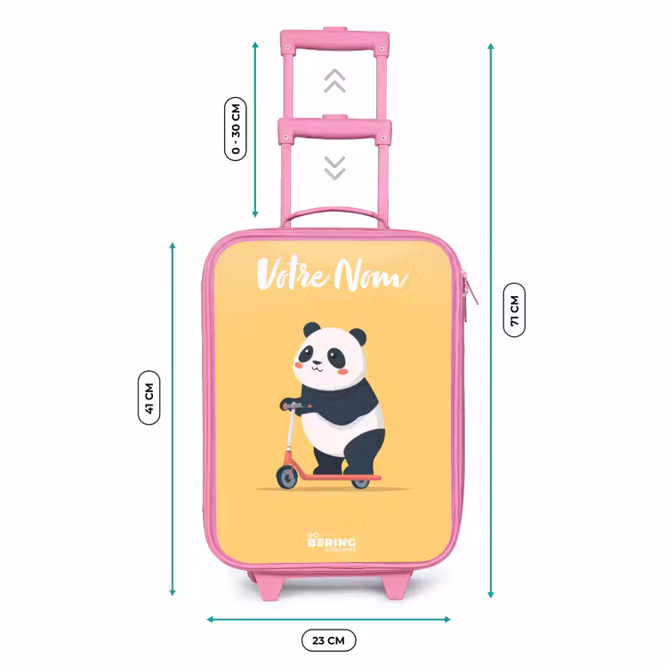 Valise enfant avec nom - Rose - Panda - Marchepied - Jaune — 6