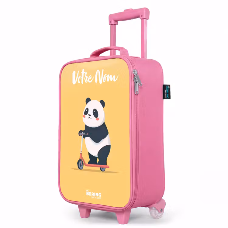Valise enfant avec nom - Rose - Panda - Marchepied - Jaune — 8