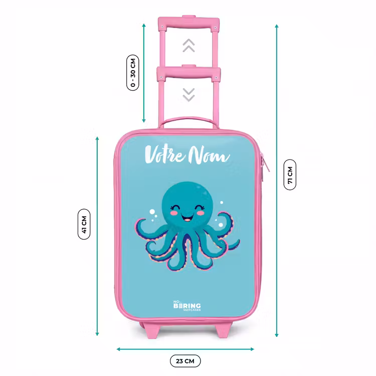 Valise enfant avec nom - Rose - Pieuvre - Eau - Bleu — 6