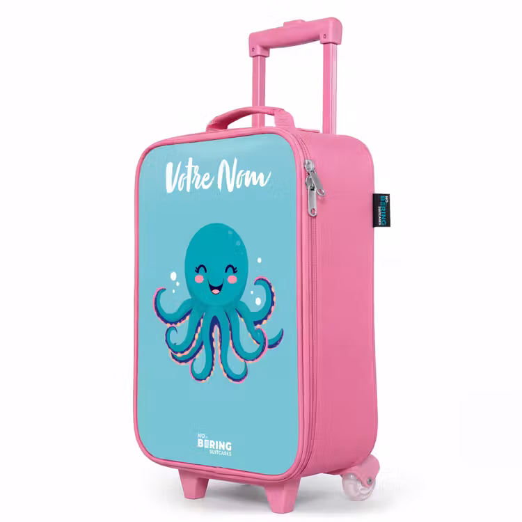 Valise enfant avec nom - Rose - Pieuvre - Eau - Bleu — 8