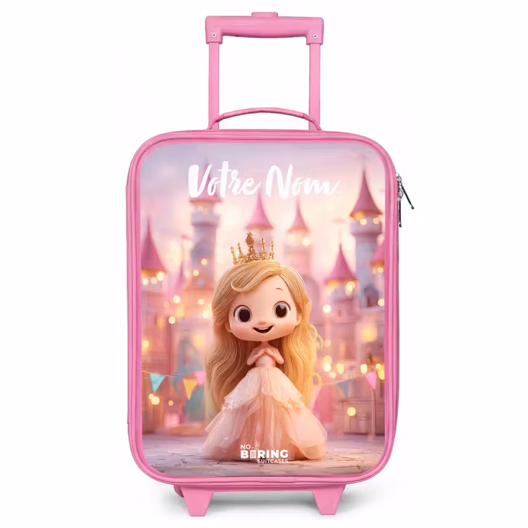 Valise enfant avec nom - Rose - Princesse - Rose - Château — 1