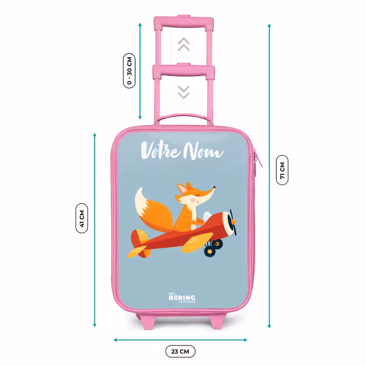 Valise enfant avec nom - Rose - Renard - Avion - Mouches — 6
