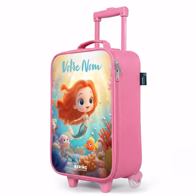 Valise enfant avec nom - Rose - Sirène - Poisson - Corail — 8