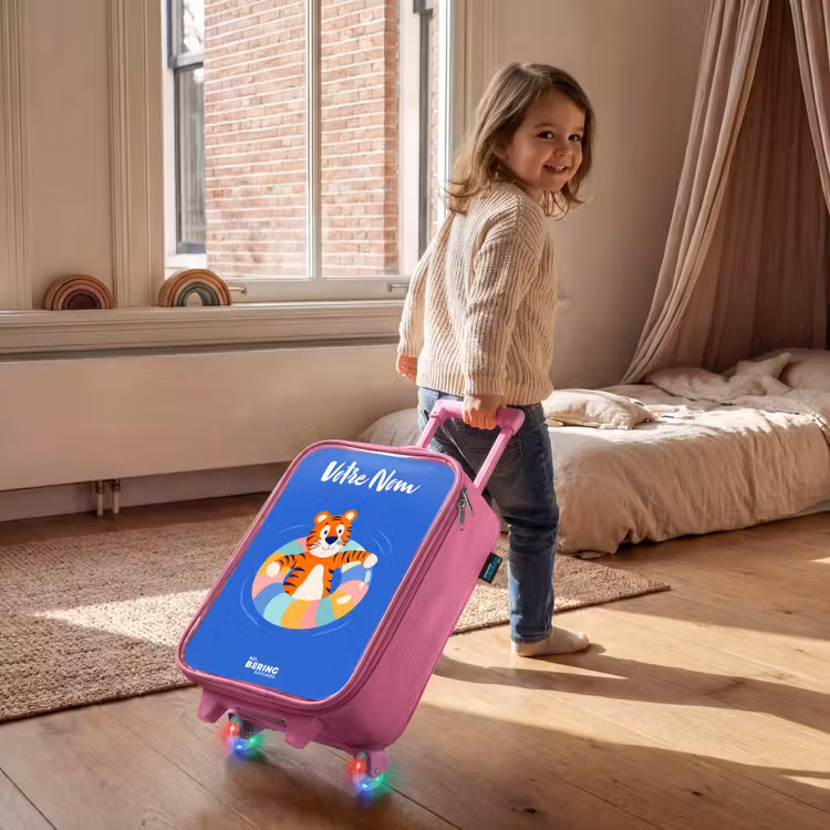 Valise enfant avec nom - Rose - Tigre - Bandeau de natation - Eau — 2
