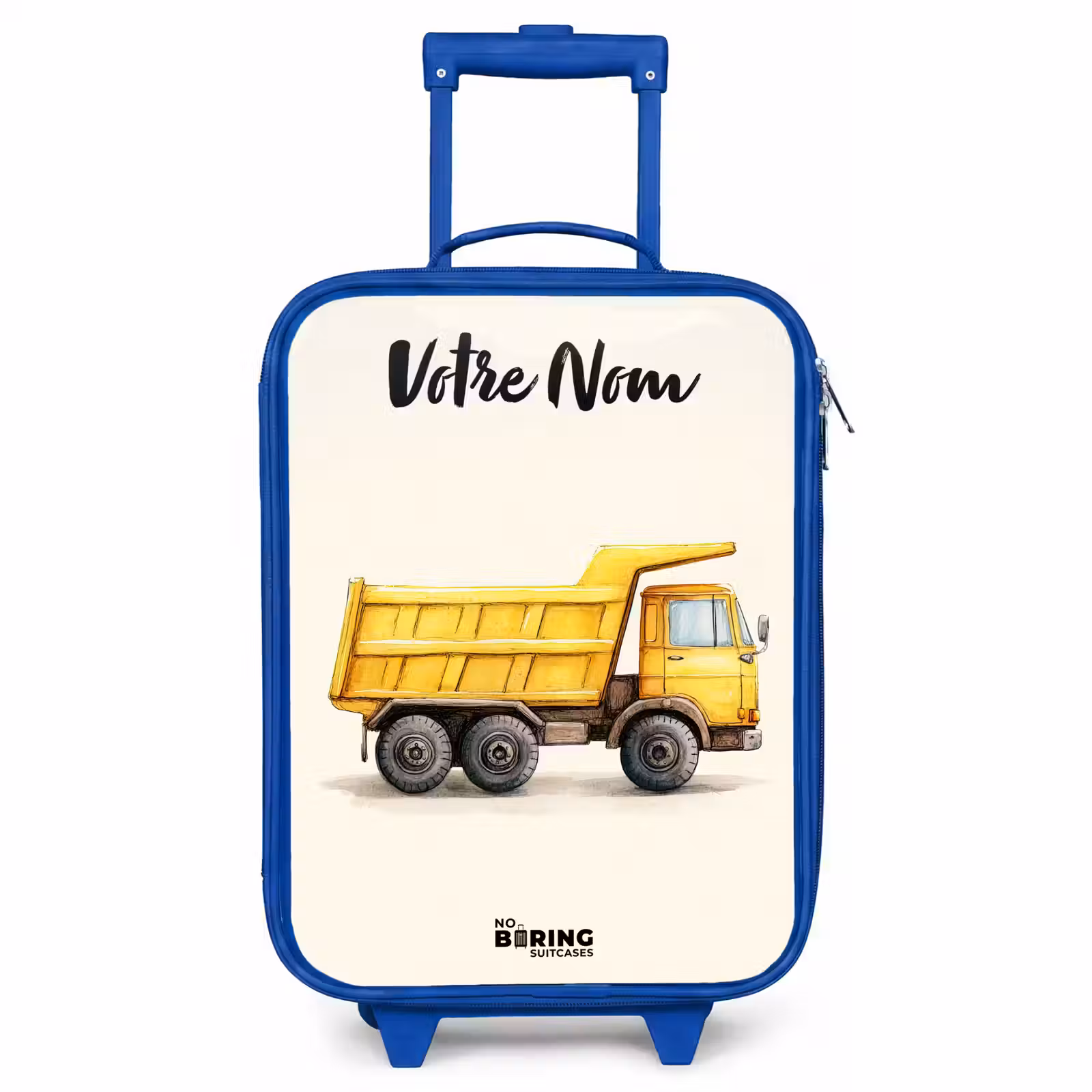 Valise enfant avec nom - Bleu - Camion-benne - Signé - Jaune — 1