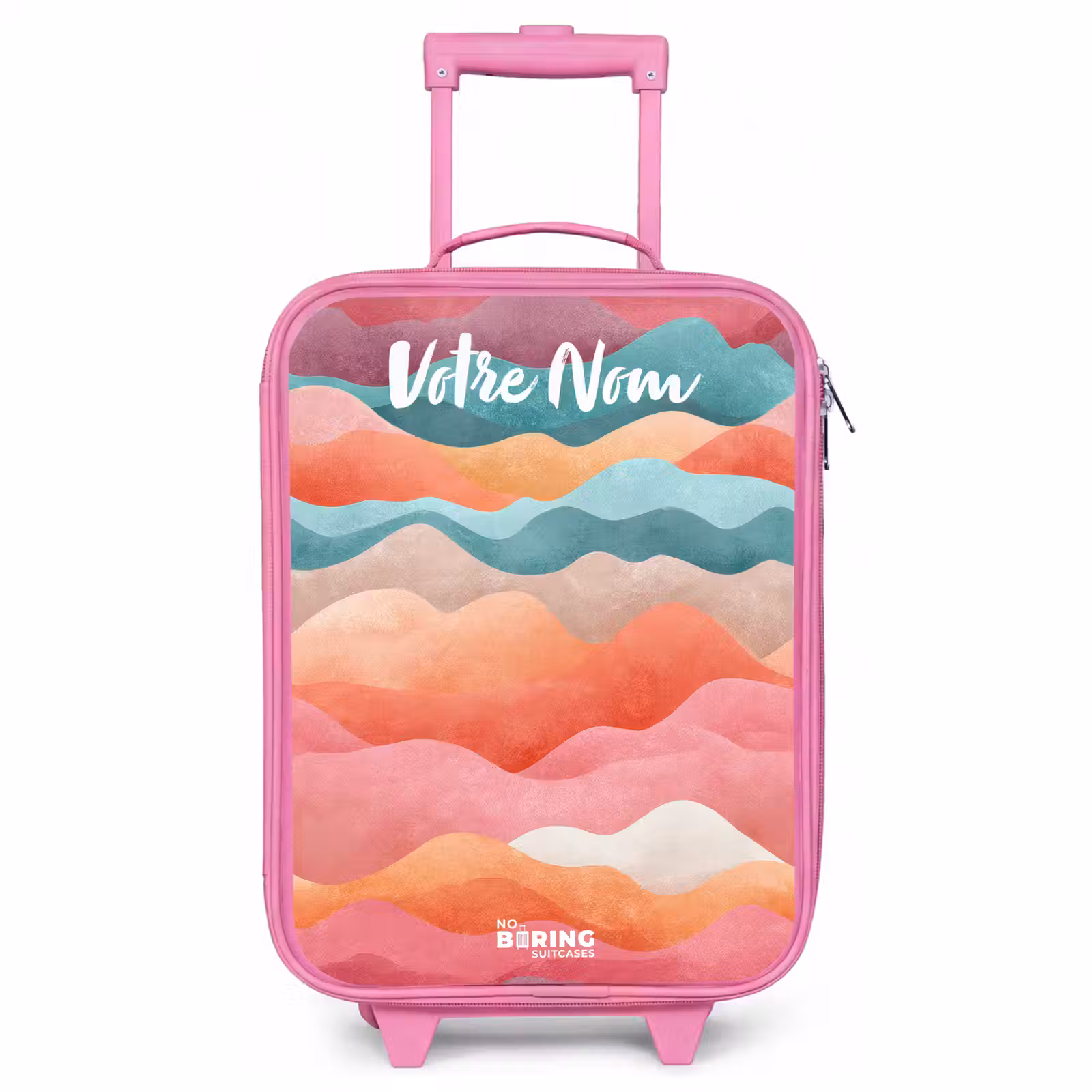 Valise enfant avec nom - Rose - Vagues - Colorées - Abstraites — 1