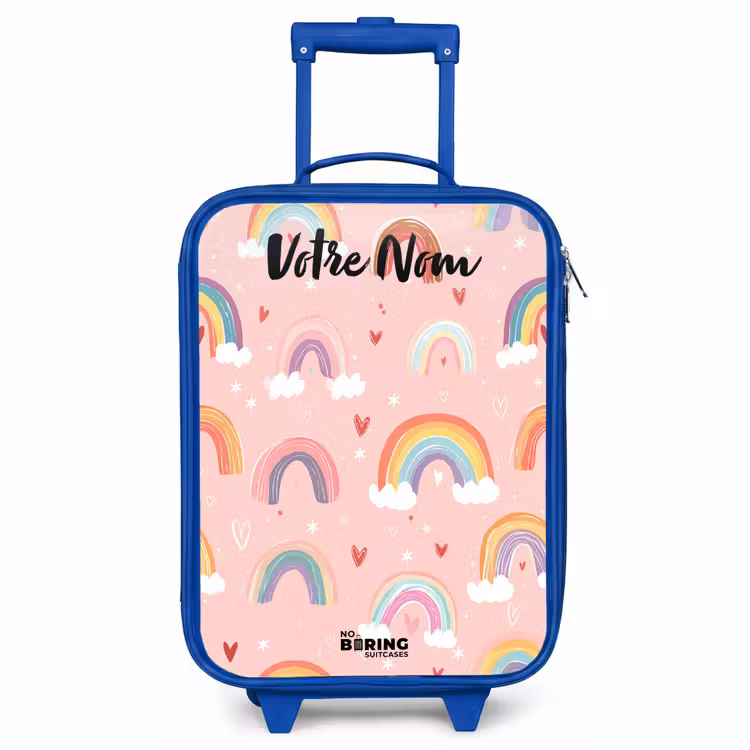 Valise enfant avec nom - Bleu - Arc-en-ciel - Motif - Pastel — 1