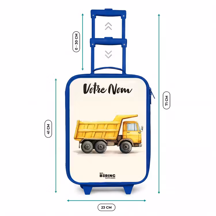 Valise enfant avec nom - Bleu - Camion-benne - Signé - Jaune — 6