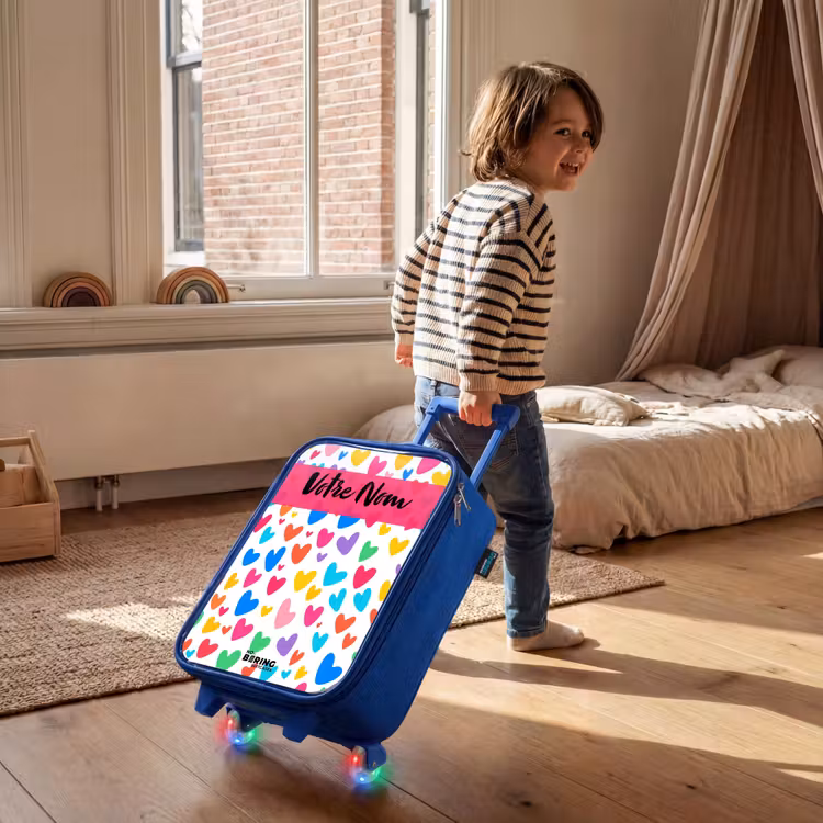 Valise enfant avec nom - Bleu - Coeurs - Coloré - Motif — 2