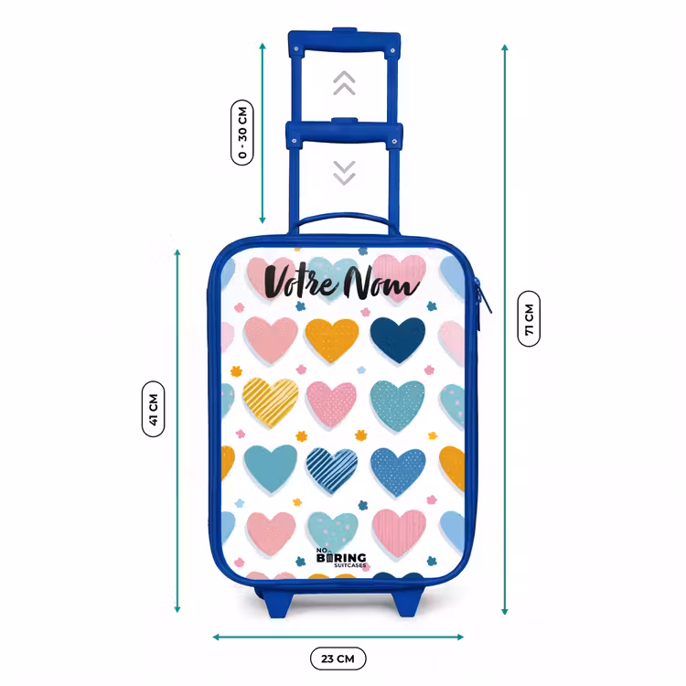 Valise enfant avec nom - Bleu - Coeurs - Pastel - Motif — 6