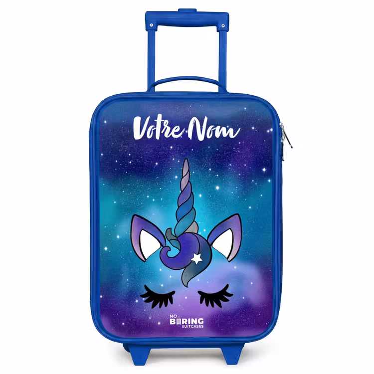 Valise enfant avec nom - Bleu - Licorne - Ciel étoilé - Bleu — 1