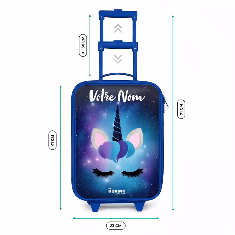 Valise enfant avec nom - Bleu - Licorne - Étoiles - Bleu — 6