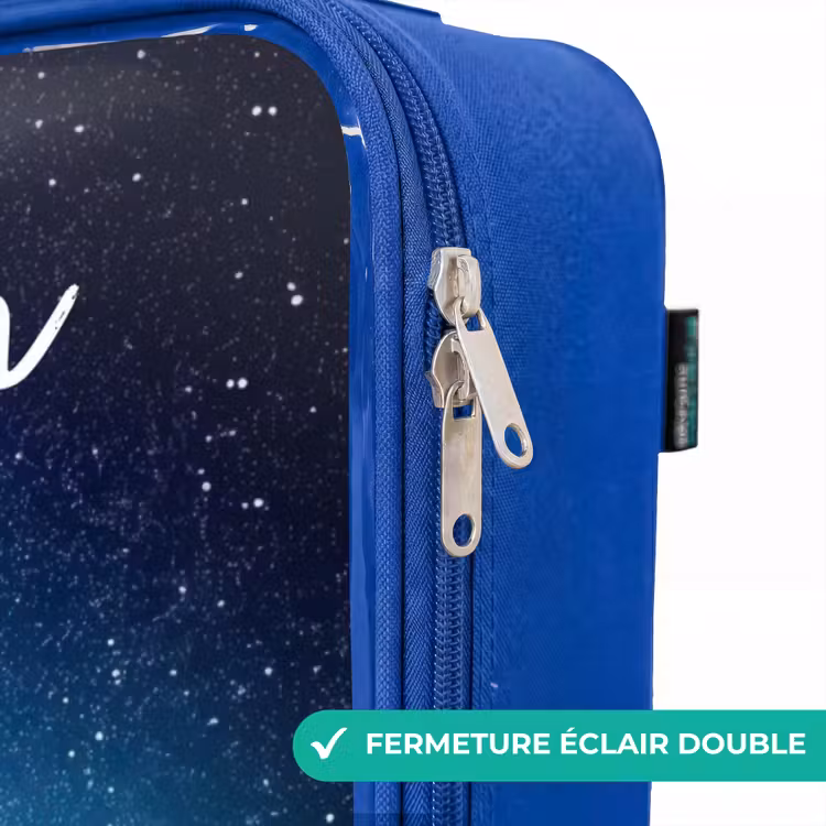 Valise enfant avec nom - Bleu - Licorne - Étoiles - Bleu — 7