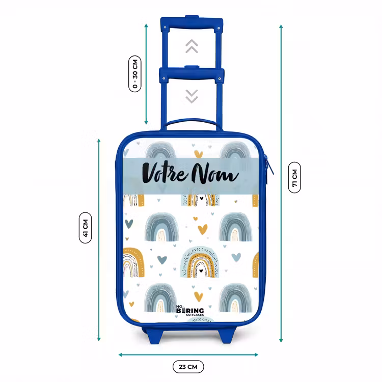 Valise enfant avec nom - Bleu - Motif - Arc-en-ciel - Coeurs — 6
