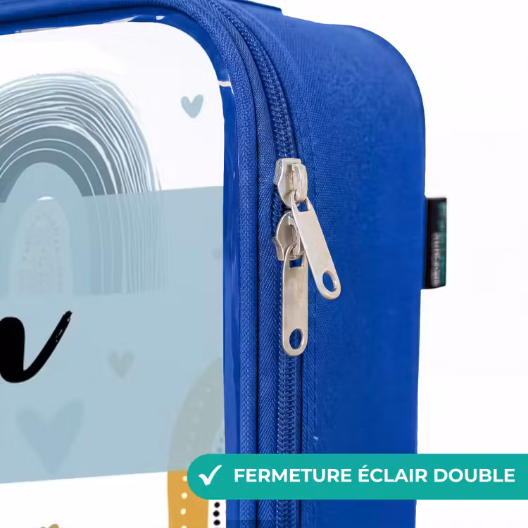 Valise enfant avec nom - Bleu - Motif - Arc-en-ciel - Coeurs — 7