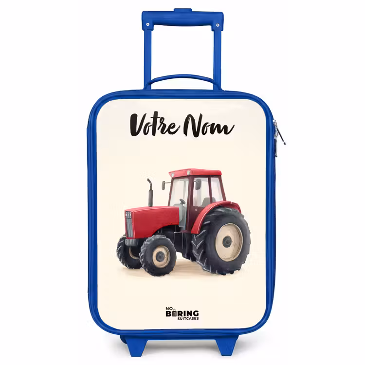 Valise enfant avec nom - Bleu - Tracteur - Signé - Rouge — 1