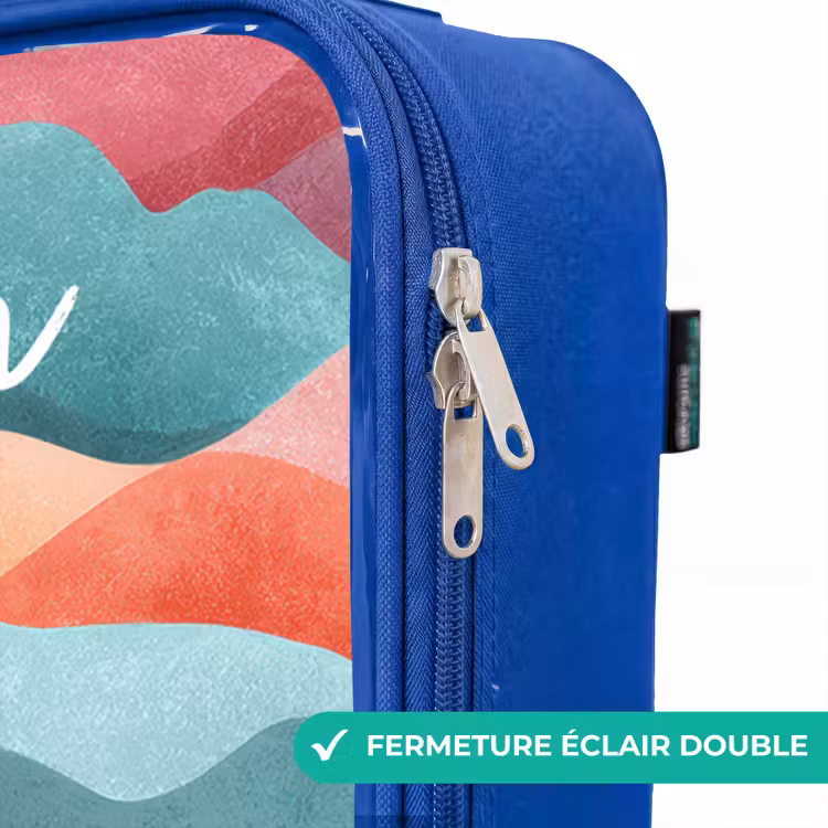 Valise enfant avec nom - Bleu - Vagues - Colorées - Abstraites — 7
