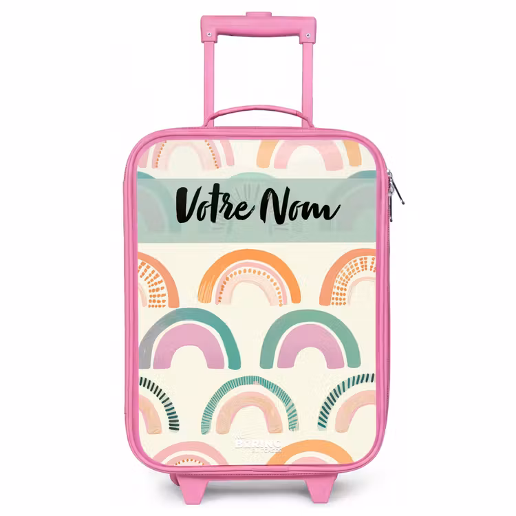 Valise enfant avec nom - Rose - Arc-en-ciel - Pastel - Motif — 1