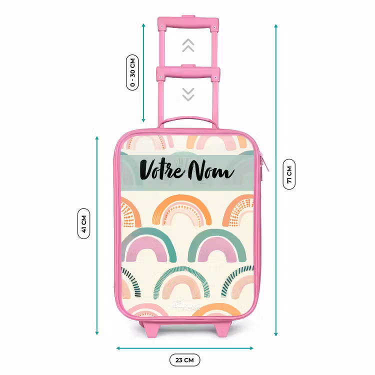 Valise enfant avec nom - Rose - Arc-en-ciel - Pastel - Motif — 6