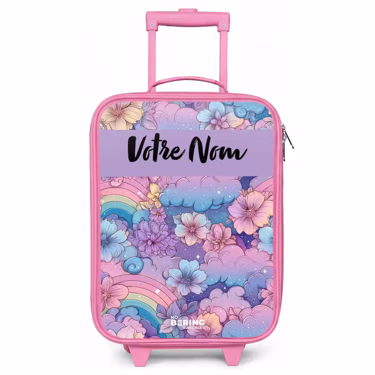 Valise enfant avec nom - Rose - Arcs-en-ciel - Fleurs - Couleurs — 1