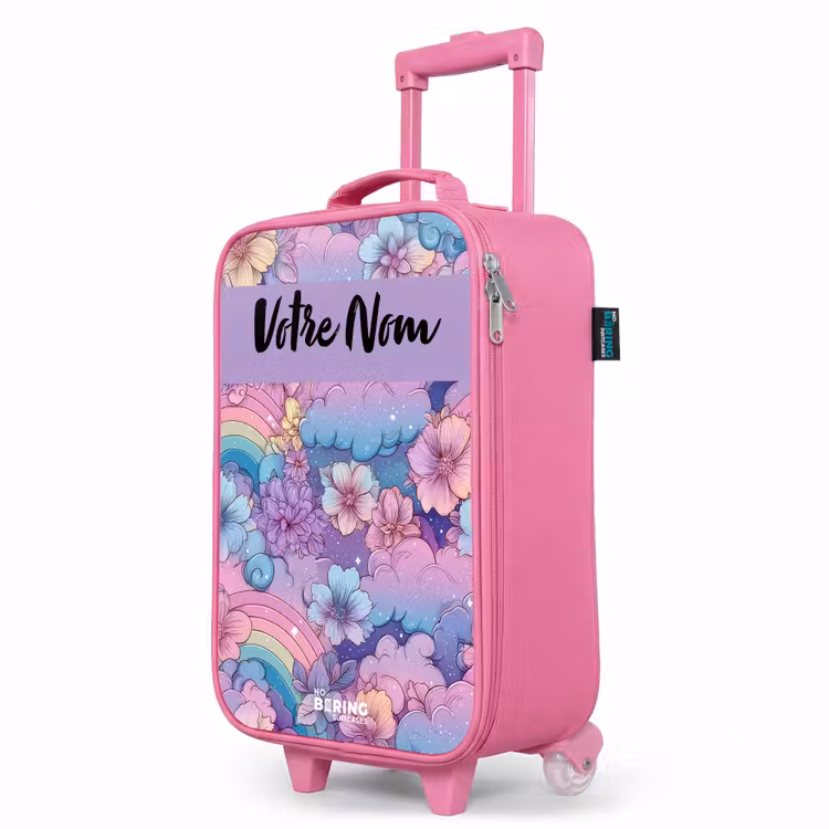 Valise enfant avec nom - Rose - Arcs-en-ciel - Fleurs - Couleurs — 8