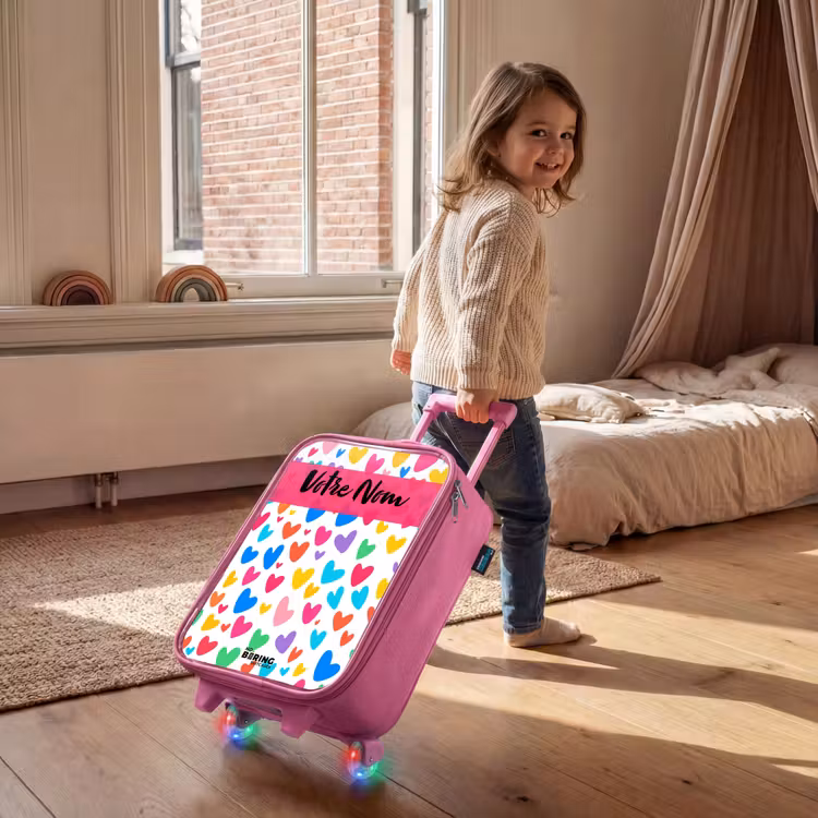 Valise enfant avec nom - Rose - Coeurs - Coloré - Motif — 2