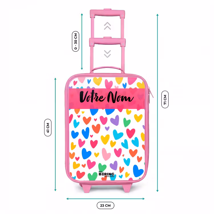 Valise enfant avec nom - Rose - Coeurs - Coloré - Motif — 6