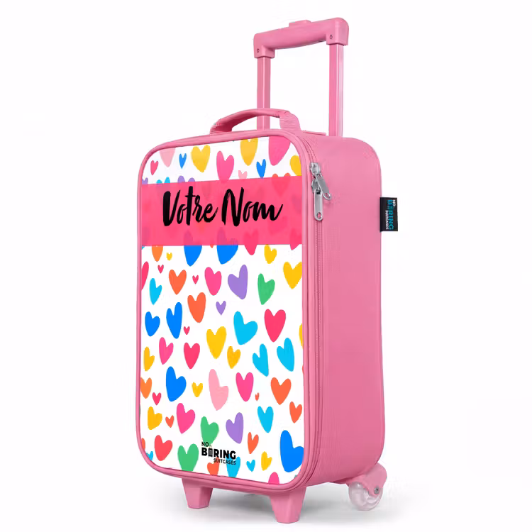 Valise enfant avec nom - Rose - Coeurs - Coloré - Motif — 8