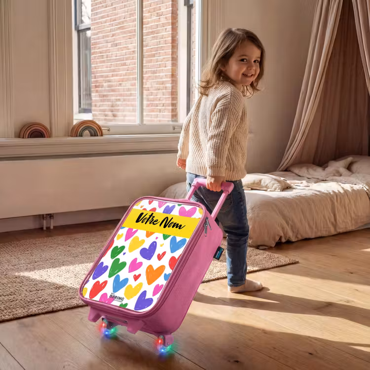 Valise enfant avec nom - Rose - Coeurs - Motif - Coloré — 2