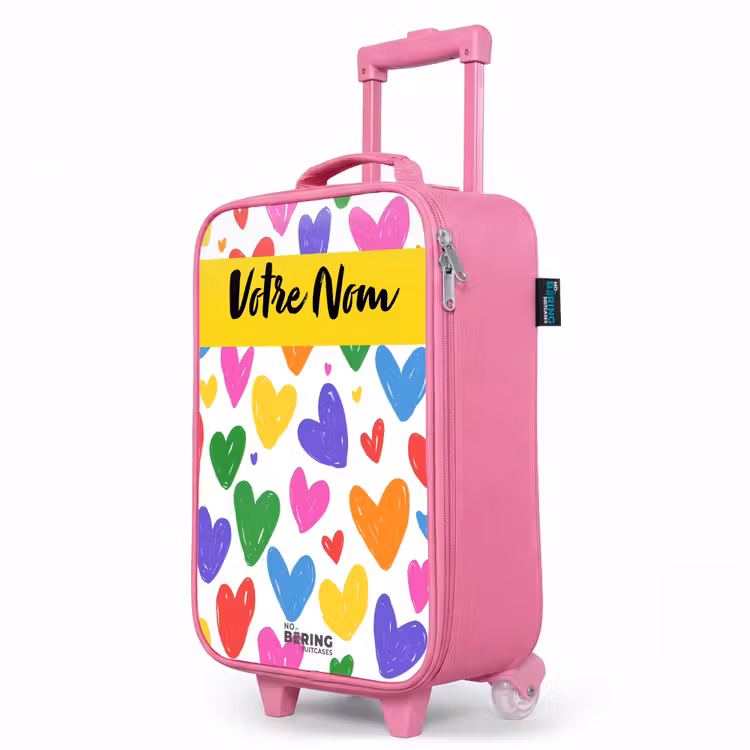 Valise enfant avec nom - Rose - Coeurs - Motif - Coloré — 8
