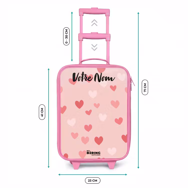 Valise enfant avec nom - Rose - Coeurs - Motif - Rose — 6