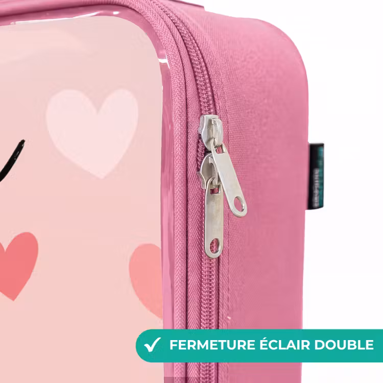 Valise enfant avec nom - Rose - Coeurs - Motif - Rose — 7