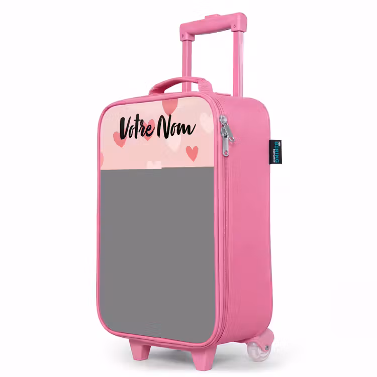 Valise enfant avec nom - Rose - Coeurs - Motif - Rose — 8