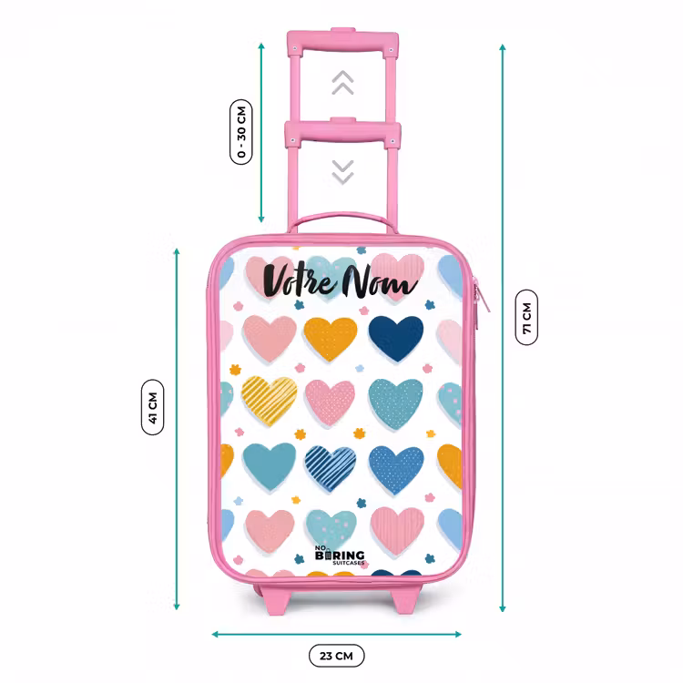 Valise enfant avec nom - Rose - Coeurs - Pastel - Motif — 6